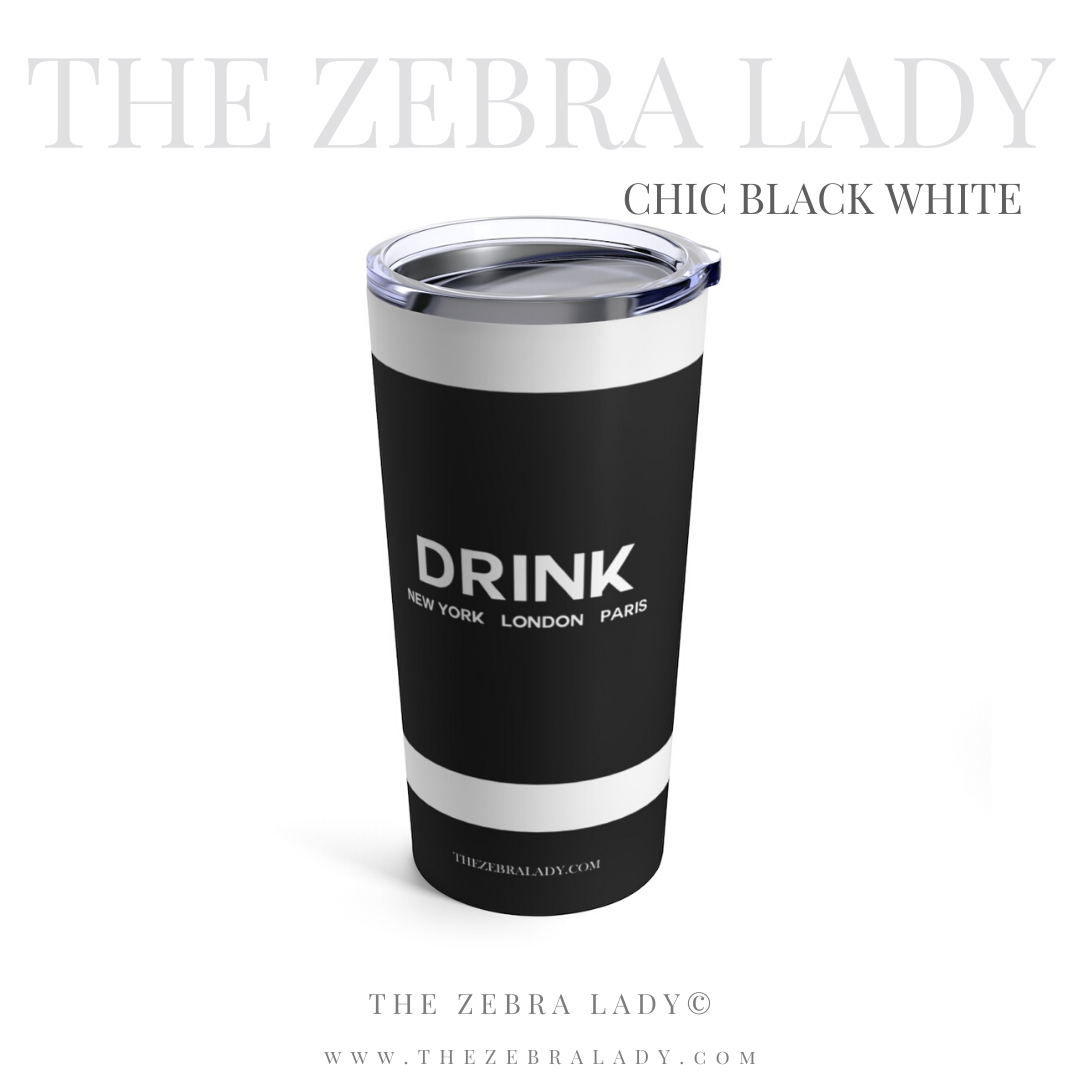 Drink Fashion TZL Black White Tumbler 20 OZ