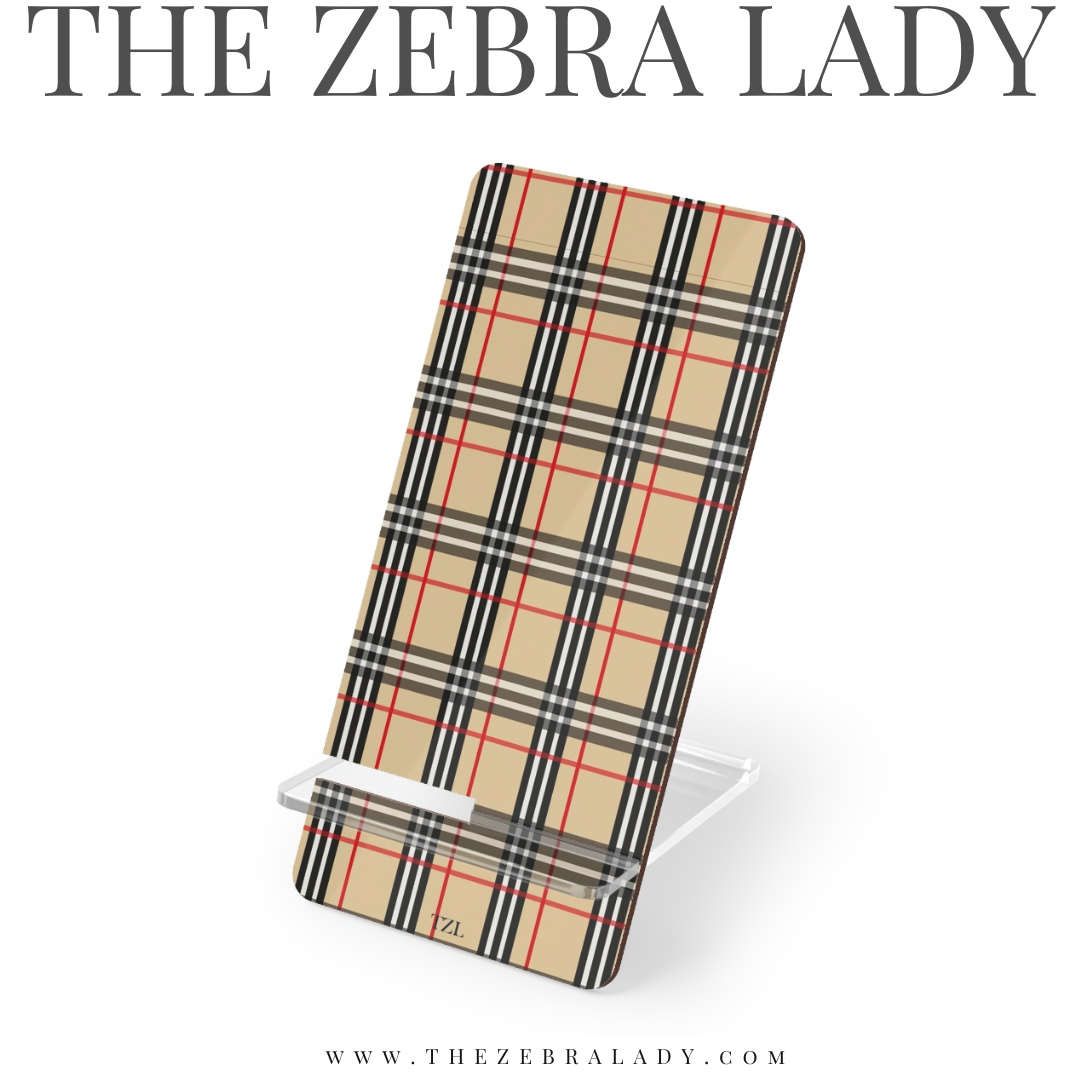 Tan Plaid Smartphone Stand
