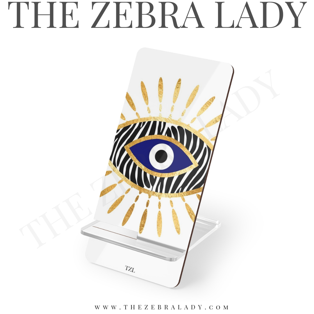Zebra Blue Evil Eye Smartphone Stand