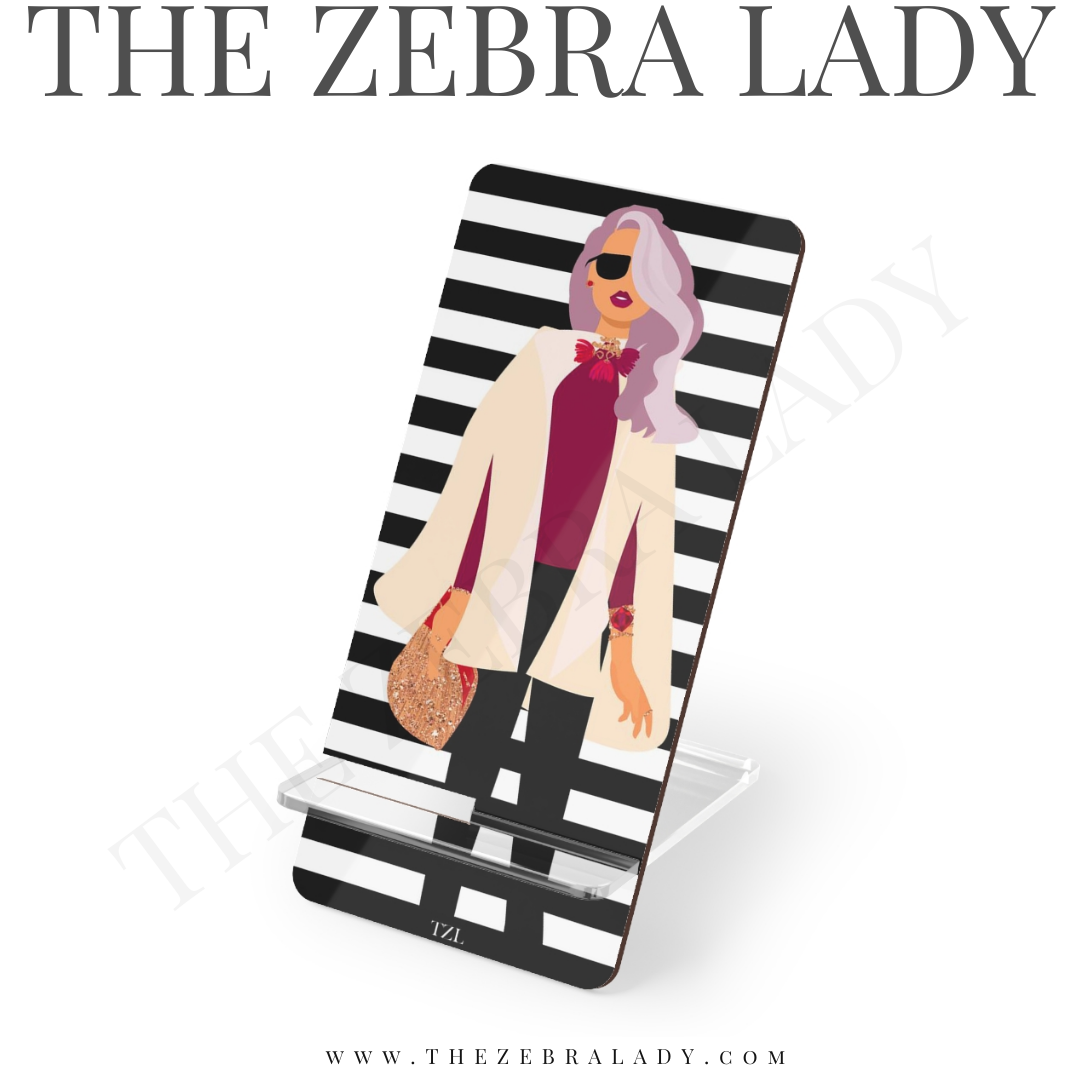 Chic Girl Black White Stripe Smartphone Stand