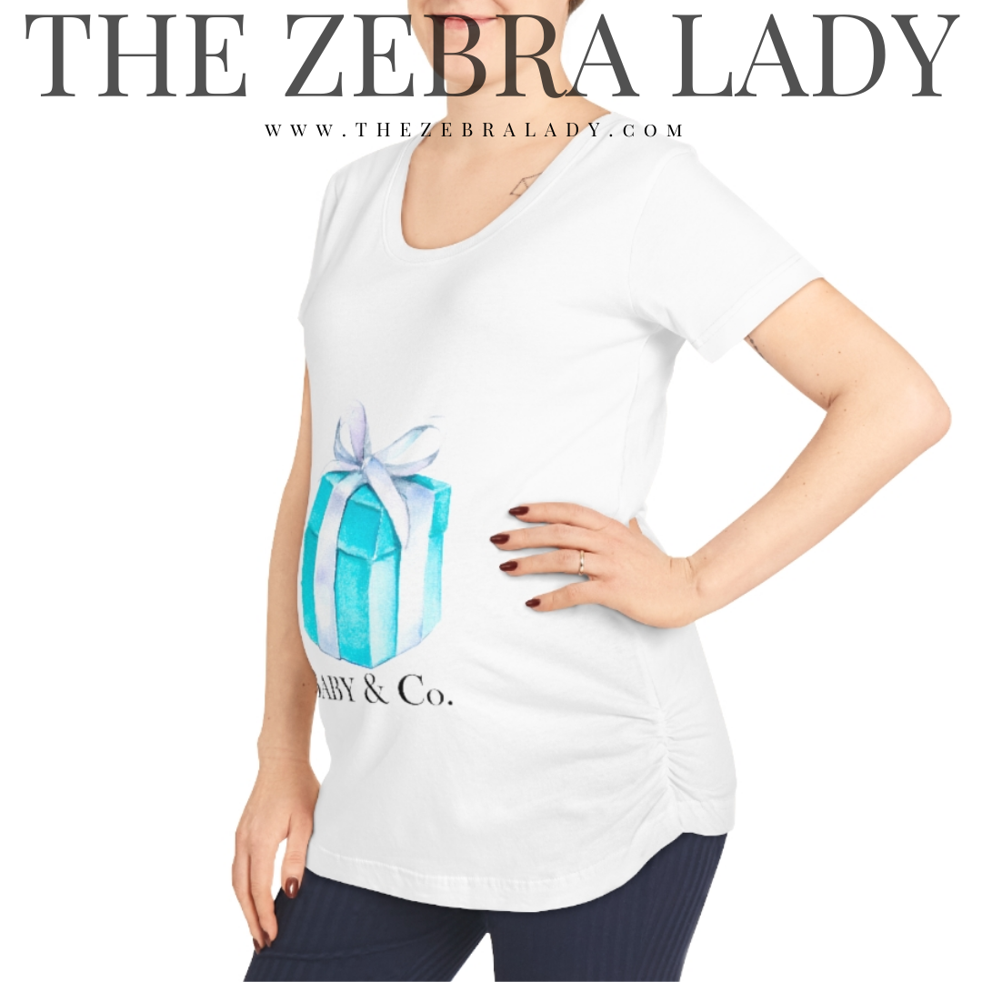 Baby & Co Breakfast at Tiffany's Aqua Box Women's Maternity Tee