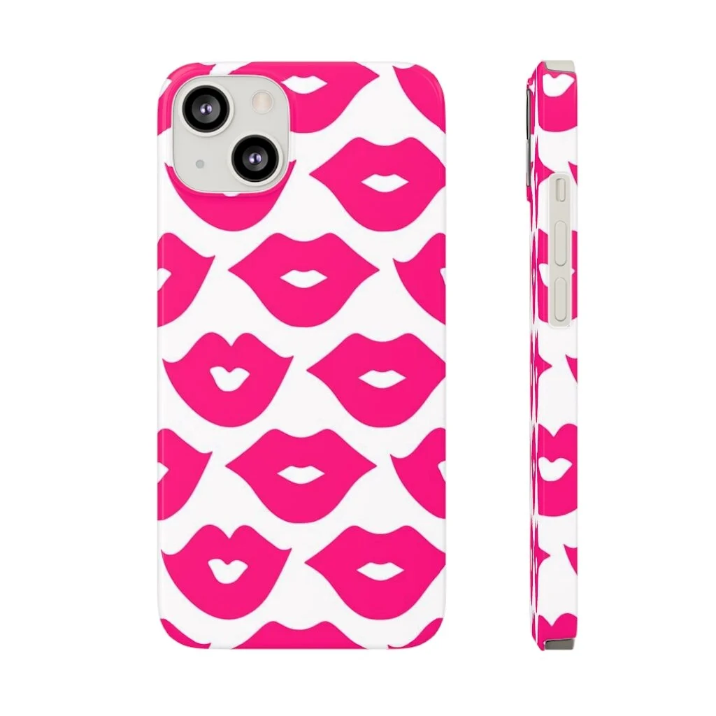 Hot Pink Lips Preppy White Slim Phone Cases Case-Mate