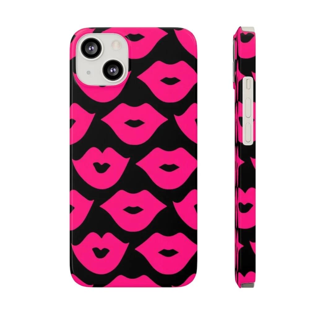 Hot Pink Lips Preppy Black Slim Phone Cases Case-Mate