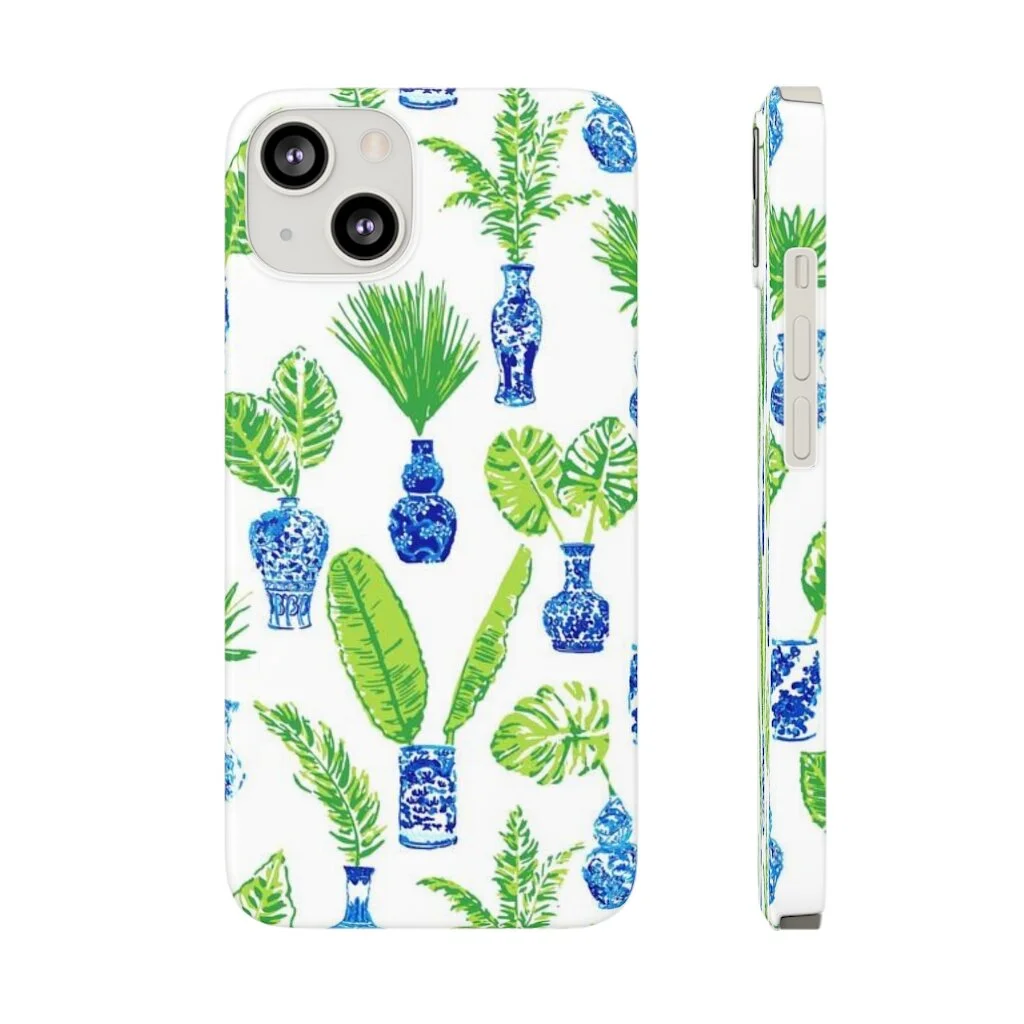 Chinoiseries Vase Palms Preppy Slim Phone Cases, Case-Mate