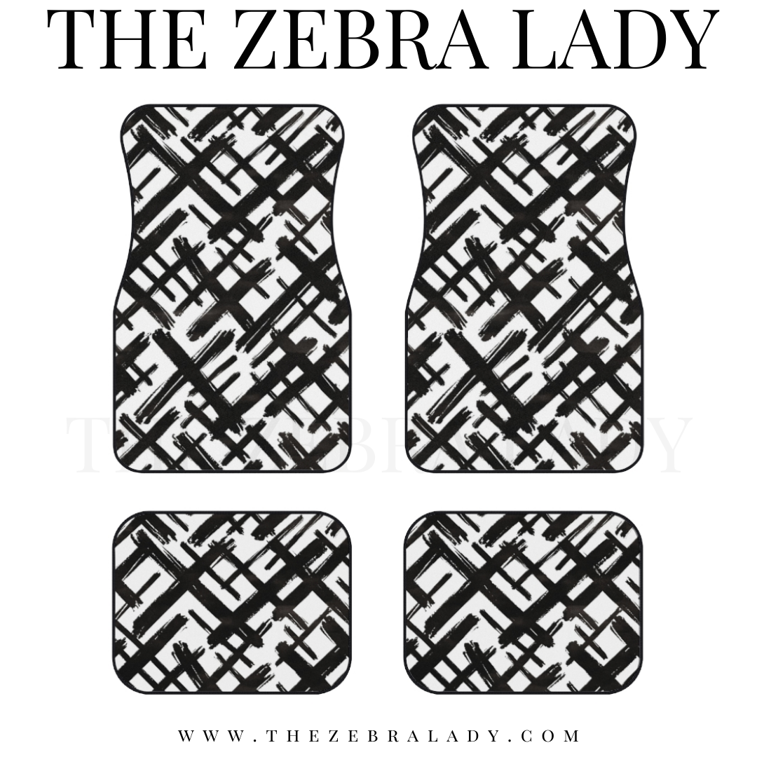 Black Brush Strokes Cross Car Floor Mats
