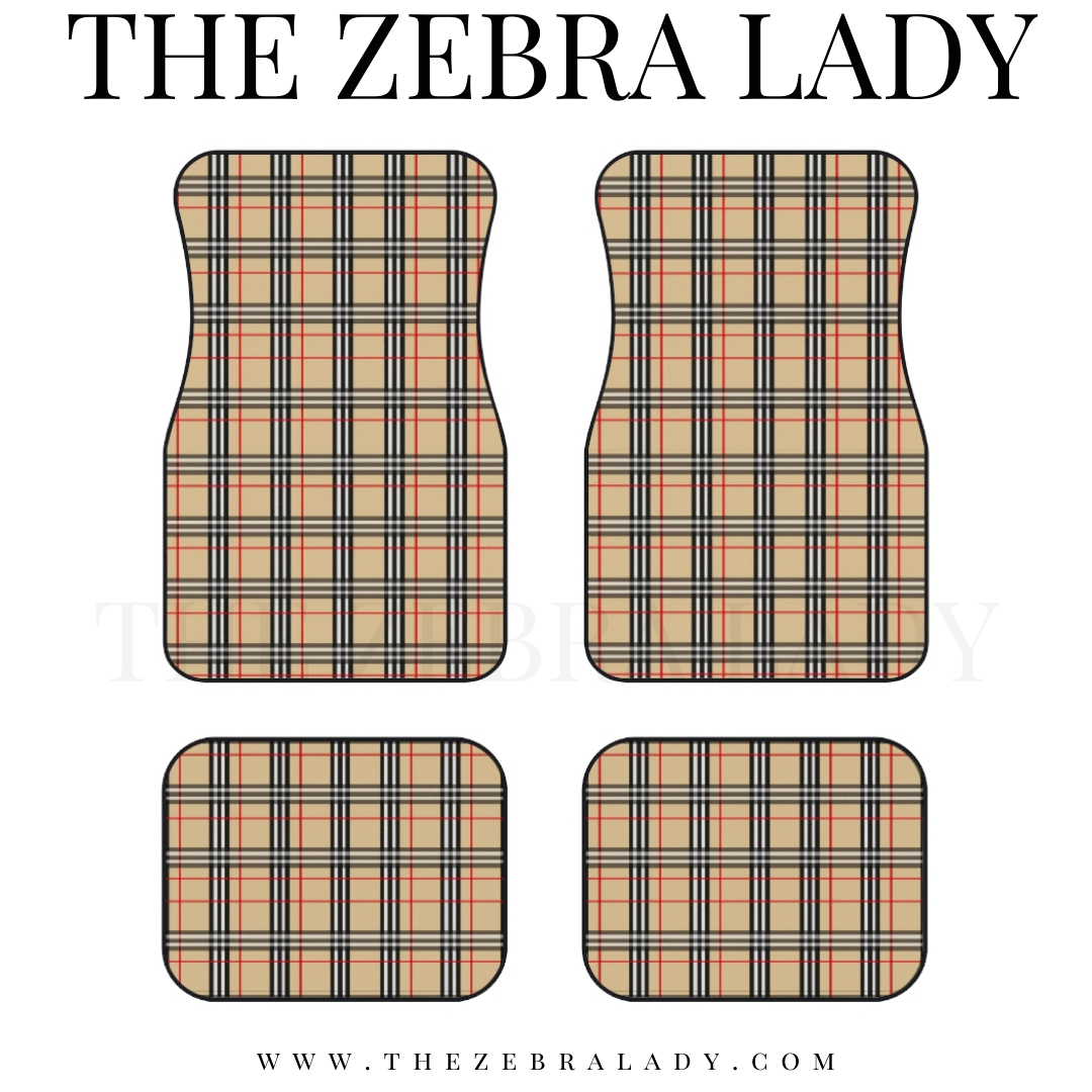 Tan Plaid Car Floor Mats