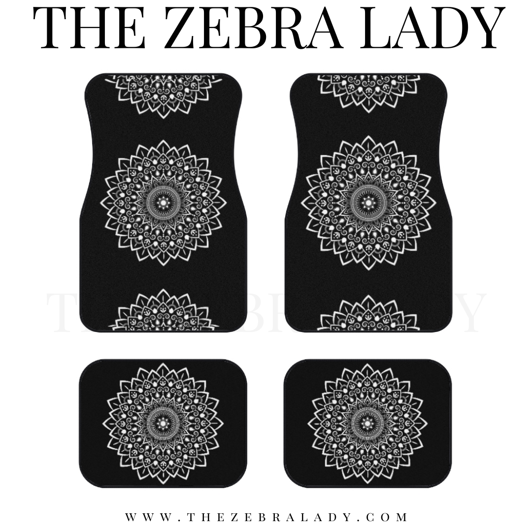 Black White Mandala Car Floor Mats