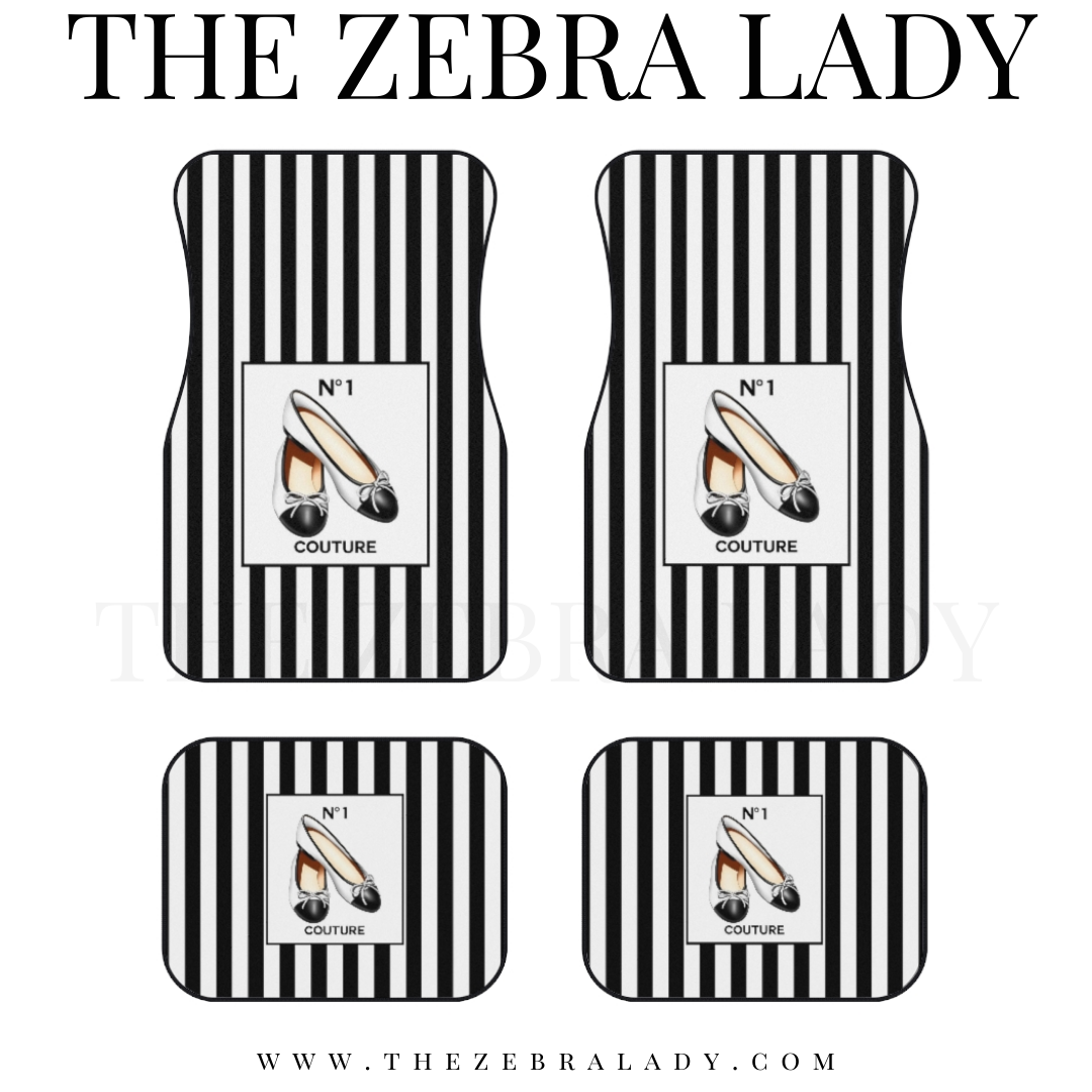 Number one Couture White Black Toe Cap Shoes Car Floor Mats