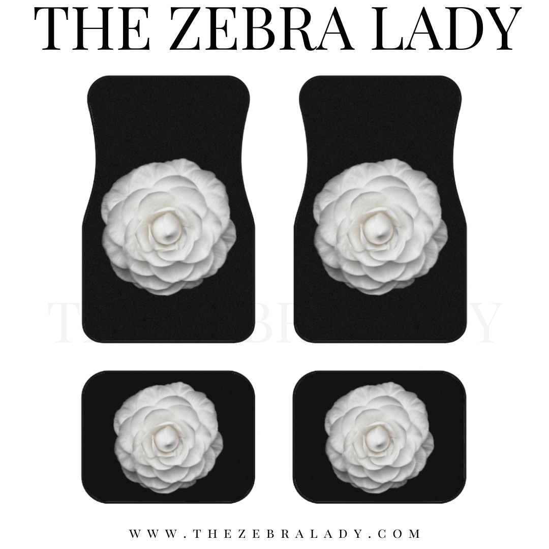 Fashion White Rose Car Floor Mats