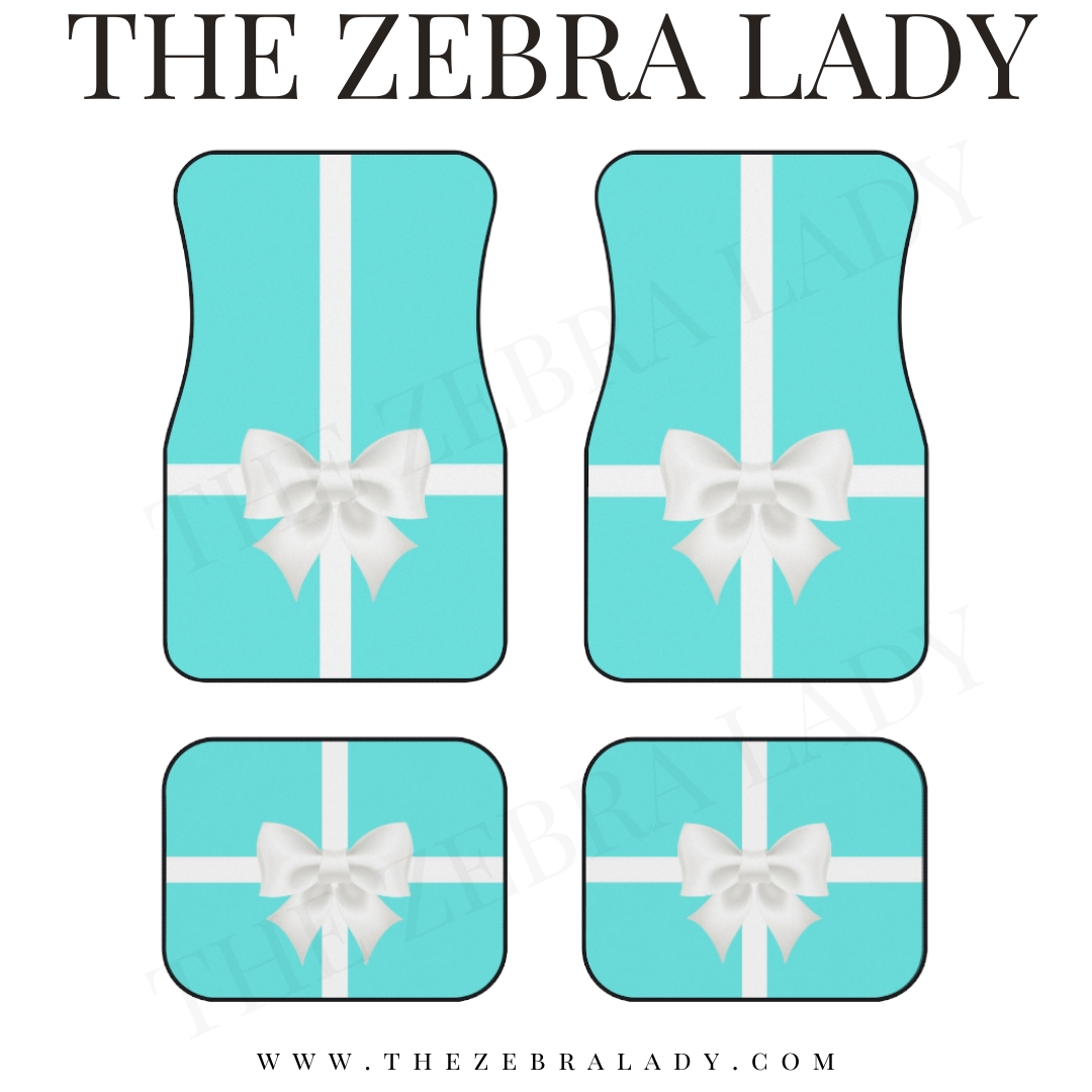 Breakfast at Tiffany's Box Style  Aqua Ribbon Bow Car Floor Mats