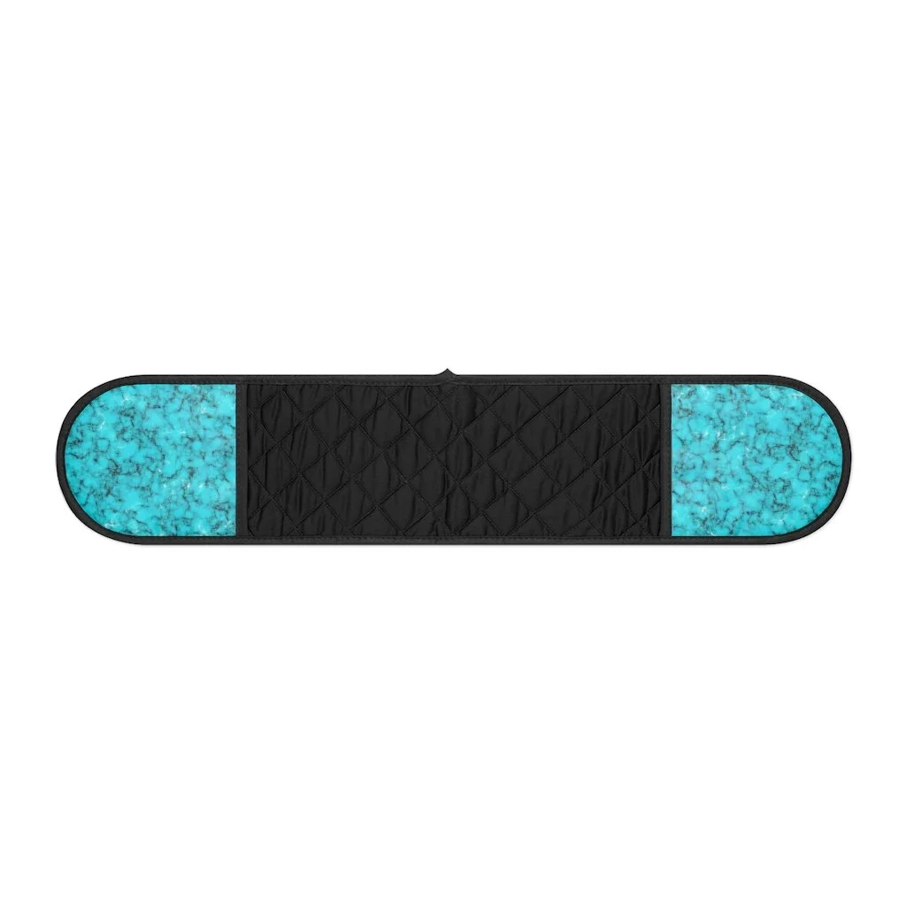 Turquoise Marble Black Oven Mitts