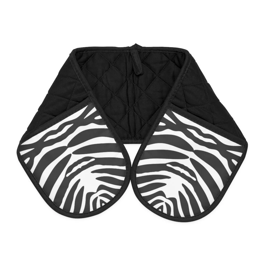 Fashion Zebra Black Oven Mitts