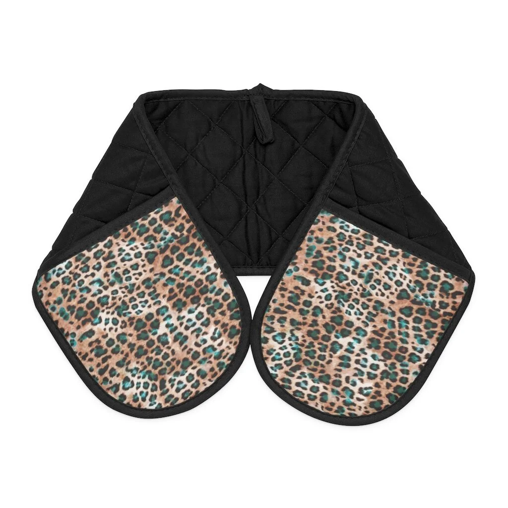 Fashion Aqua Leopard Oven Mitts