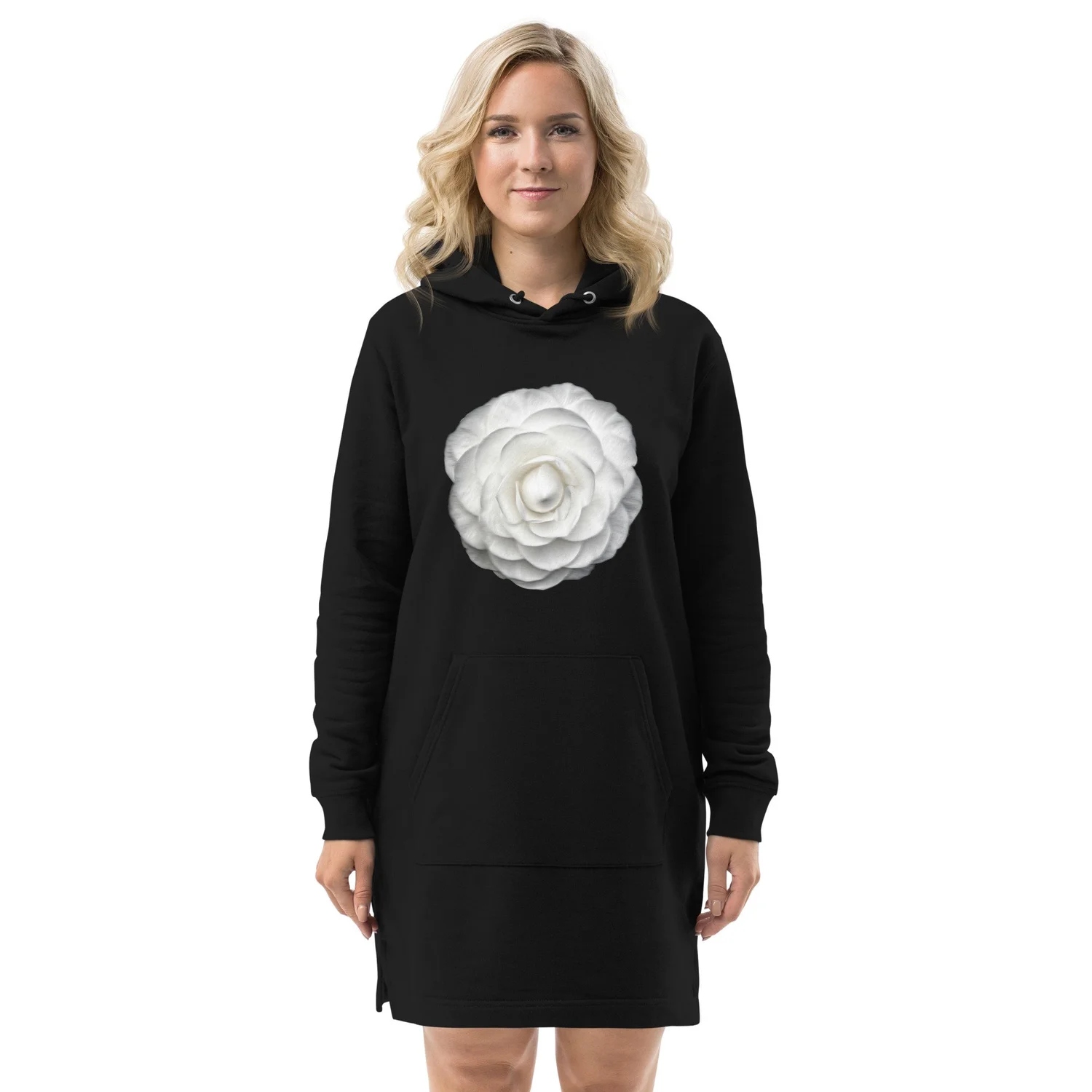 White Fashion Rose Hoodie dress  THE ZEBRA LADY