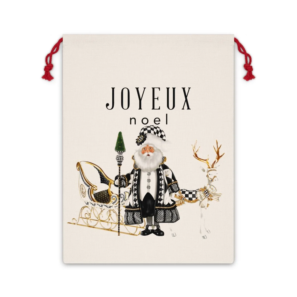 Harlequin Santa Christmas Santa Bag Black