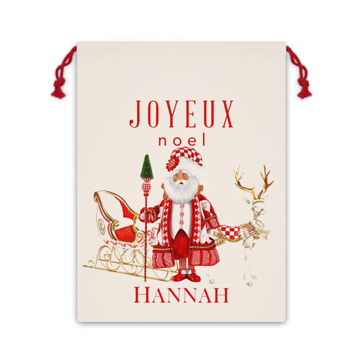 Harlequin Santa Christmas Santa Bag Red Personalized