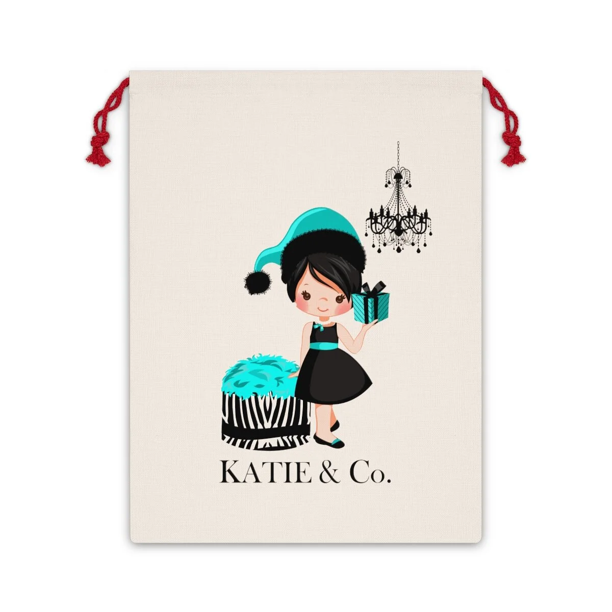 Cute Audrey Girl Breakfast at Tiffany's Santa Bag Personalized