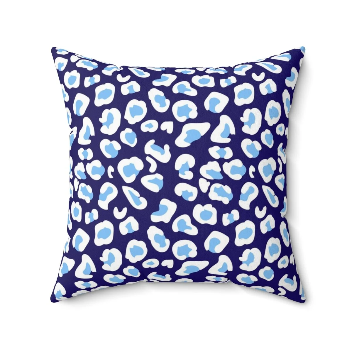 Preppy Blue Leopard Square Pillow THEZEBRALADY.com