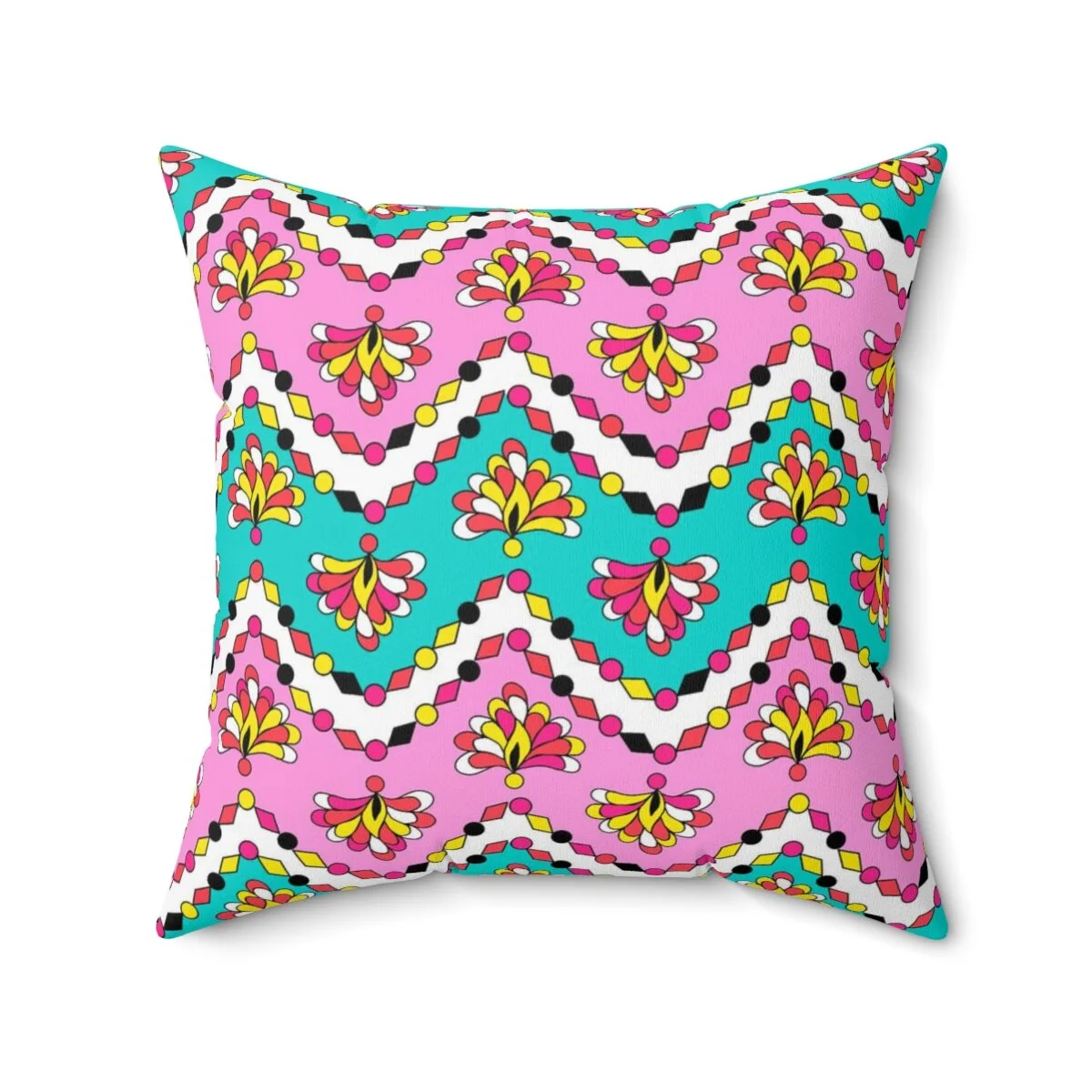 Pink Aqua Pucci Style Square Pillow THEZEBRALADY.com