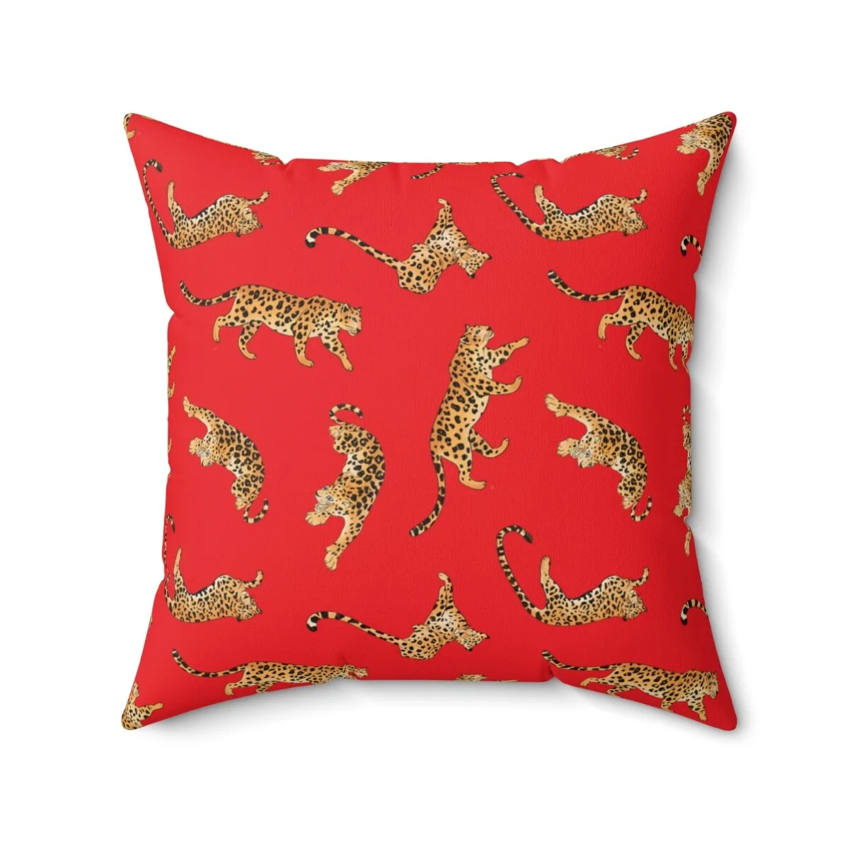 Red Leopard Cats Square Pillow Thezebralady.com