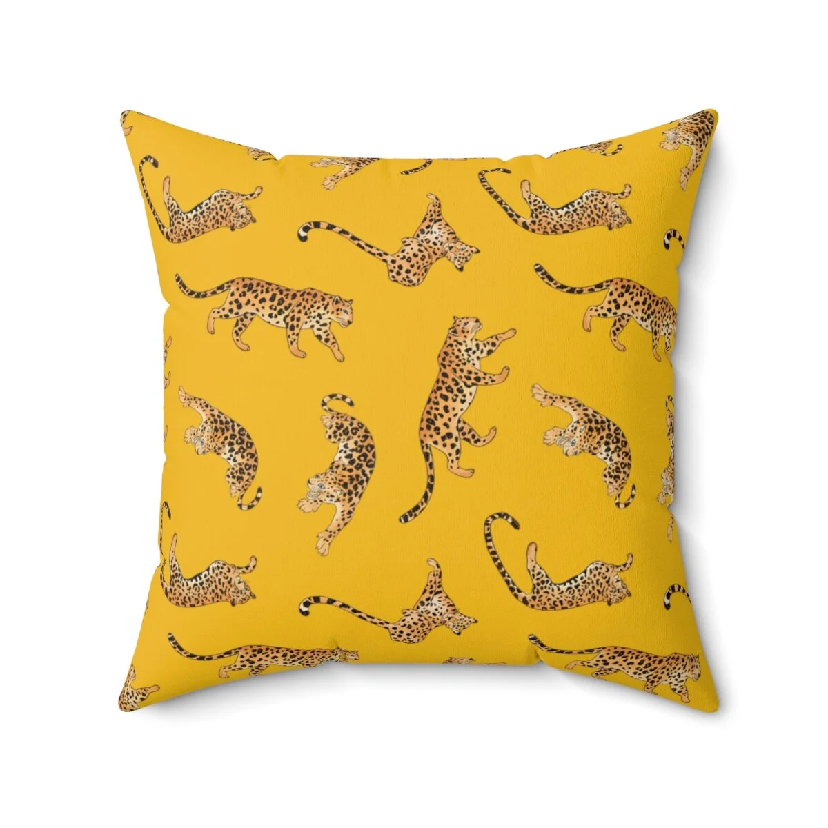 Yellow Leopard Cats Square Pillow Thezebralady.com