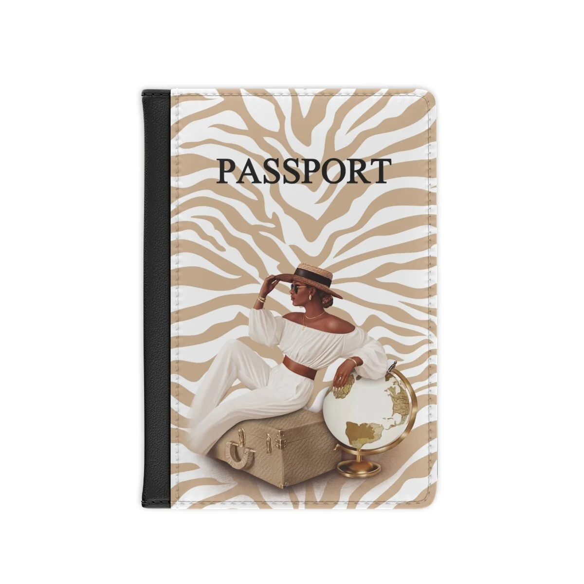 Travel Fashion African American Girl Tan Zebra Passport Cover THEZEBRALADY.COM