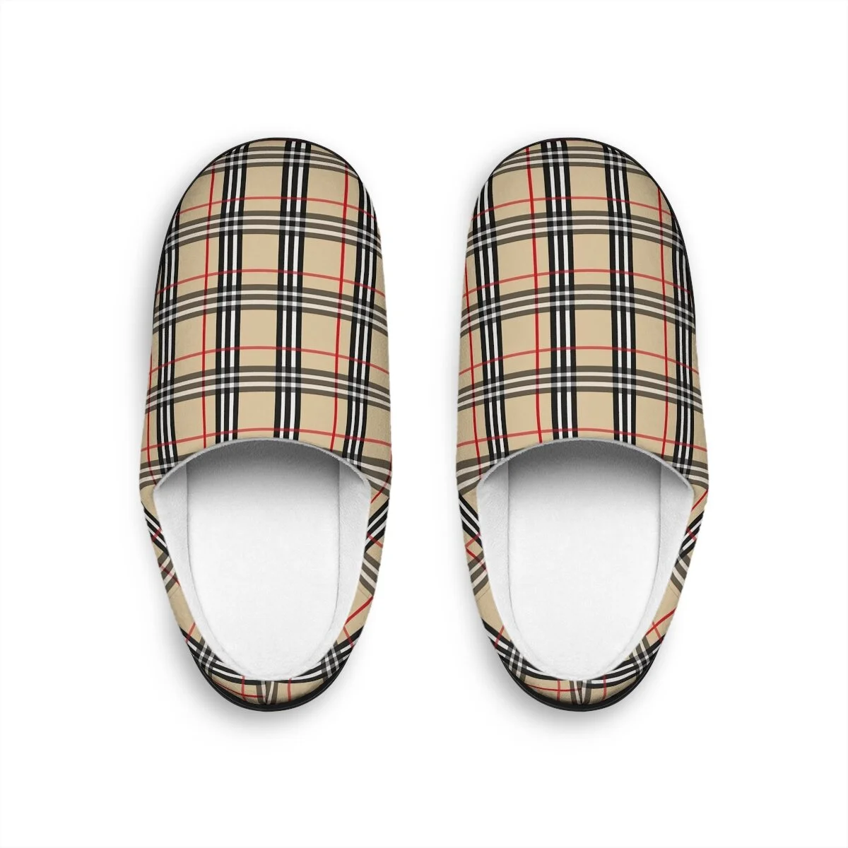 Fashion Tan Plaid Men's Indoor Slippers
