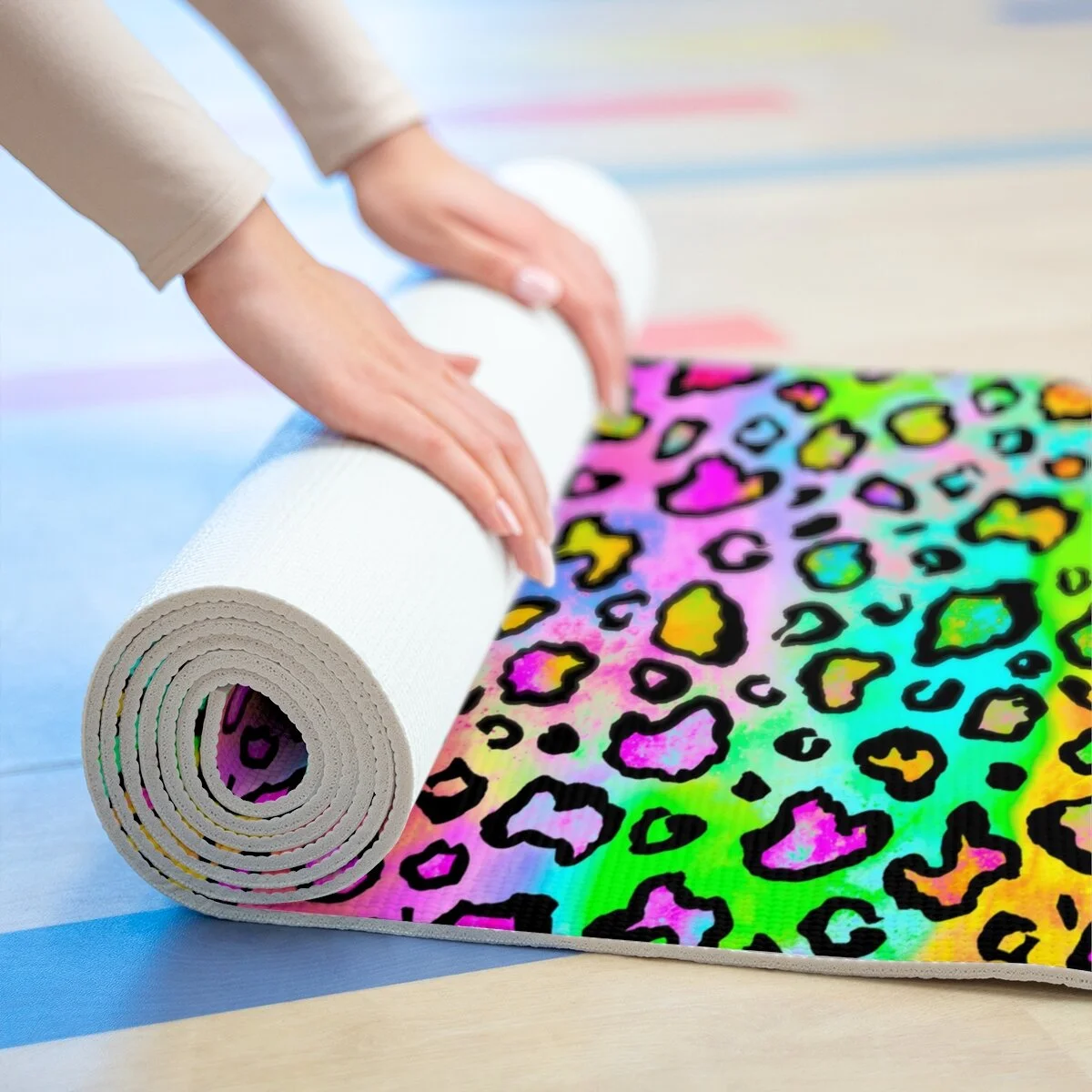 Rainbow Leopard Foam Yoga Mat