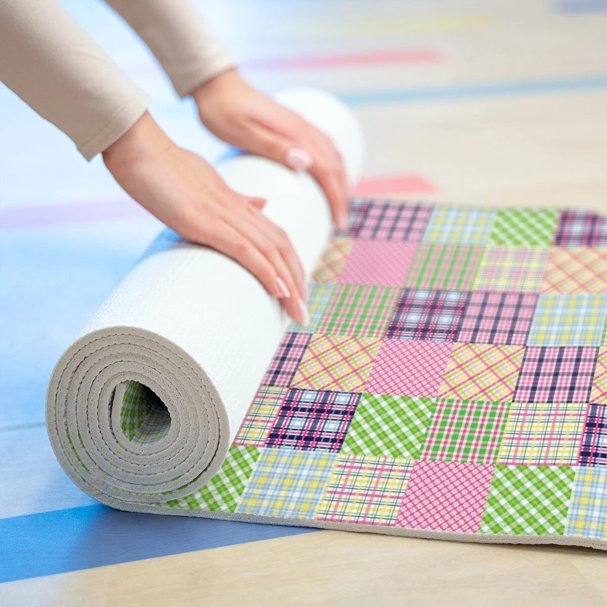 Preppy Madras Plaid Foam Yoga Mat