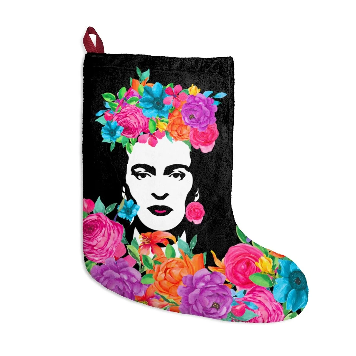 Frida Flowers Black Christmas Stockings