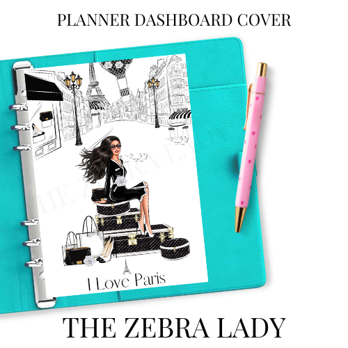 I love Paris Fashion Girl Planner Dashboard Agenda, Planner Cover