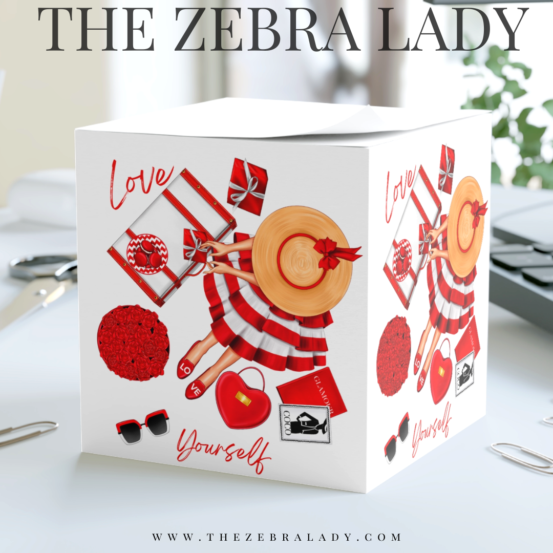 Red Fashion Girl Love Yourself Note Cube