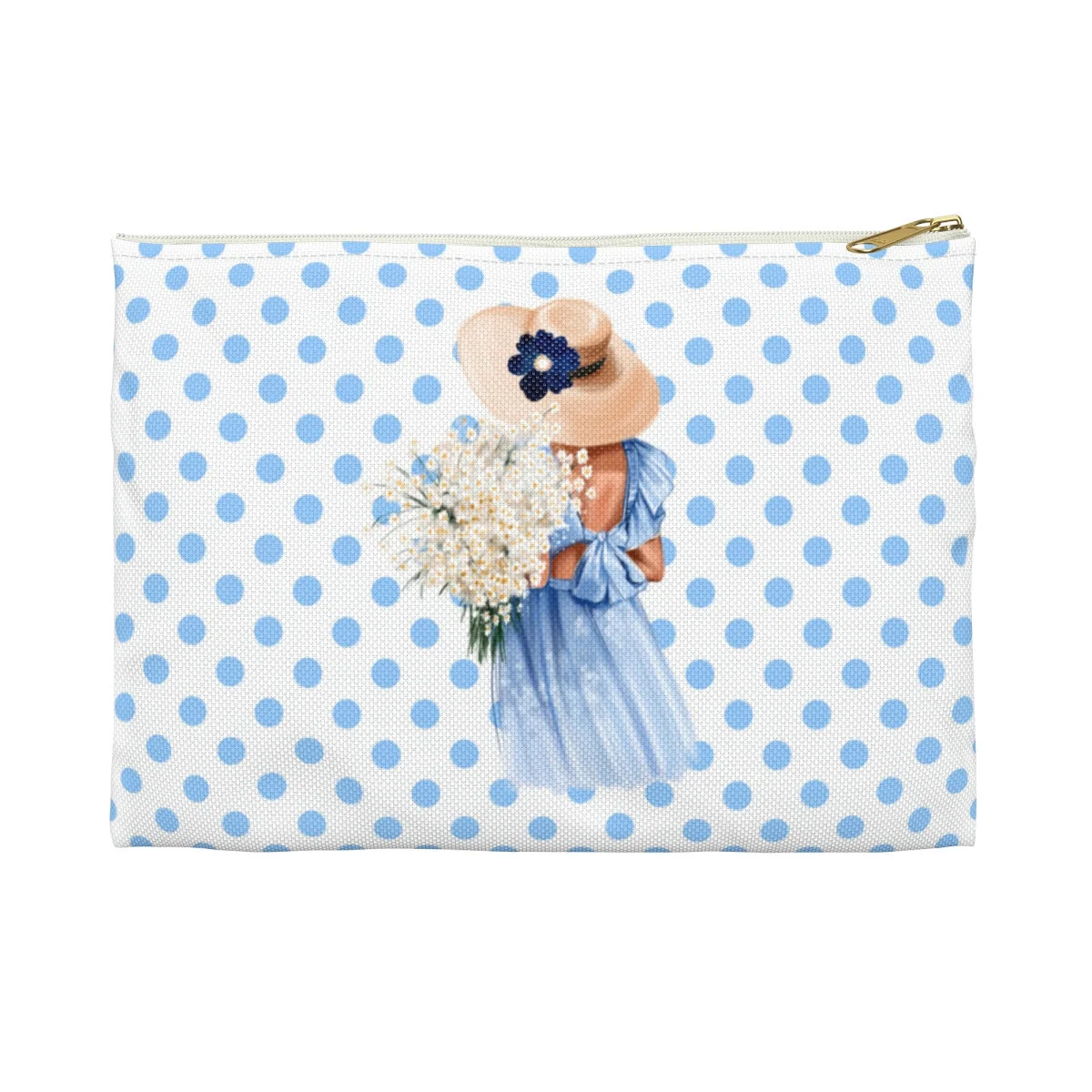 Preppy Blue Sundress Illustration Girl Light Skin Planner Accessory Pouch