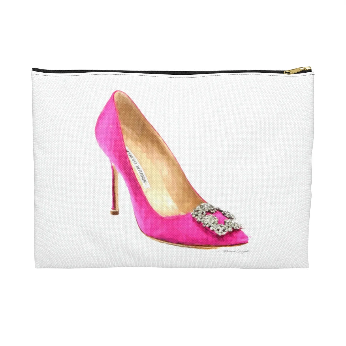 Fashion Pink Buckled Heel Art Drawing Accessory Pouch Makeup Bag