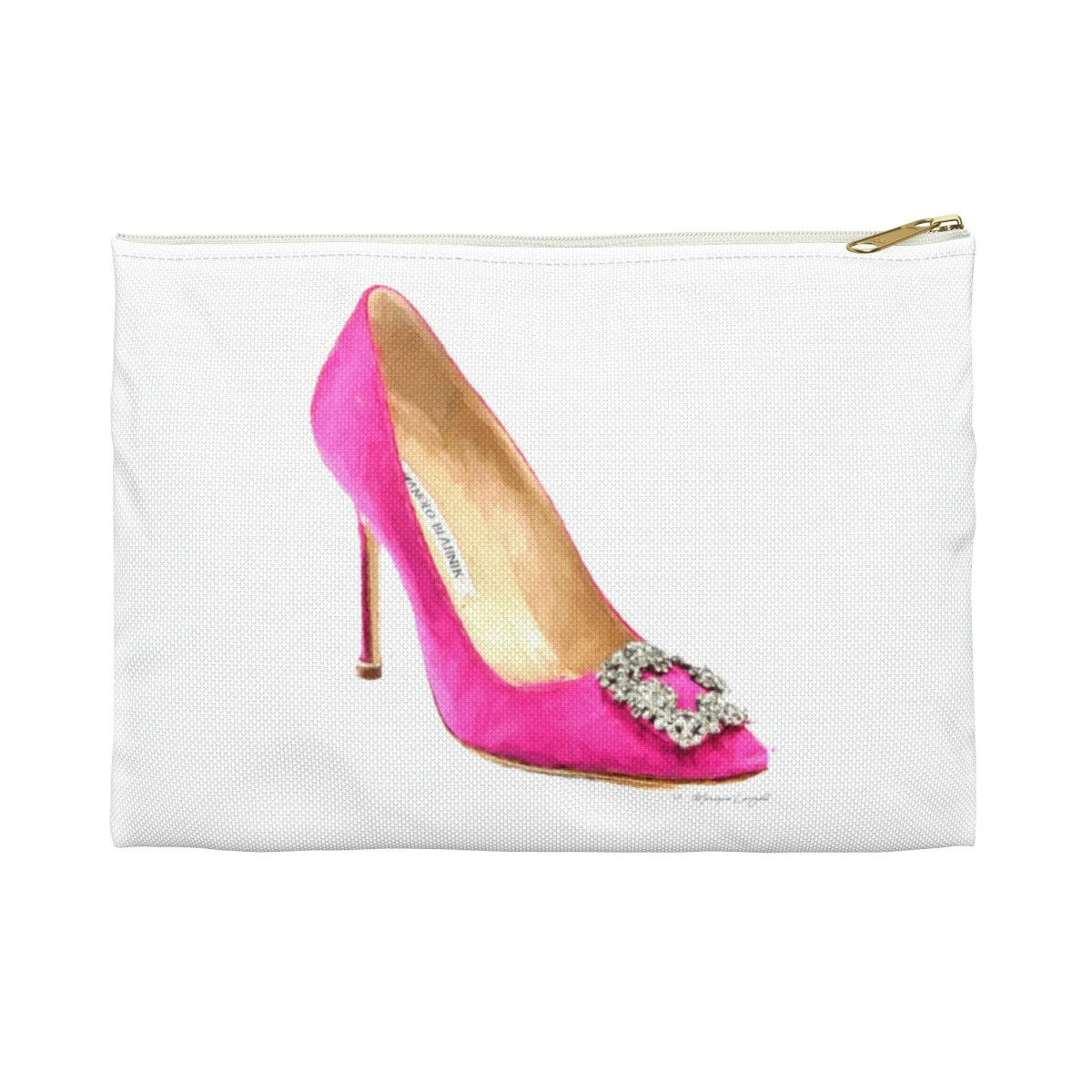 Fashion Pink Buckled Heel Art Drawing Accessory Pouch Makeup Bag