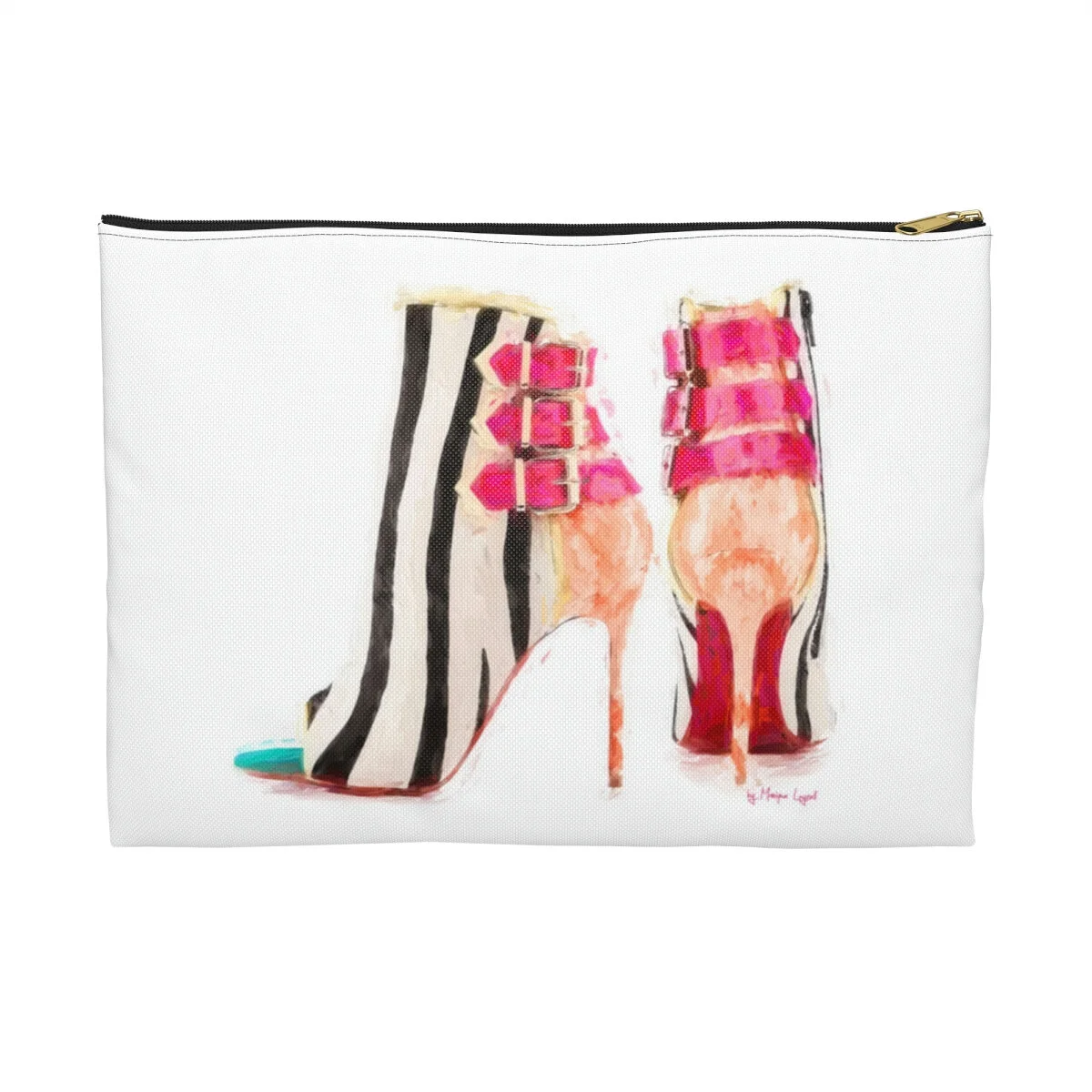 Zebra Pink High Heel Art Drawing Accessory Pouch Makeup Bag