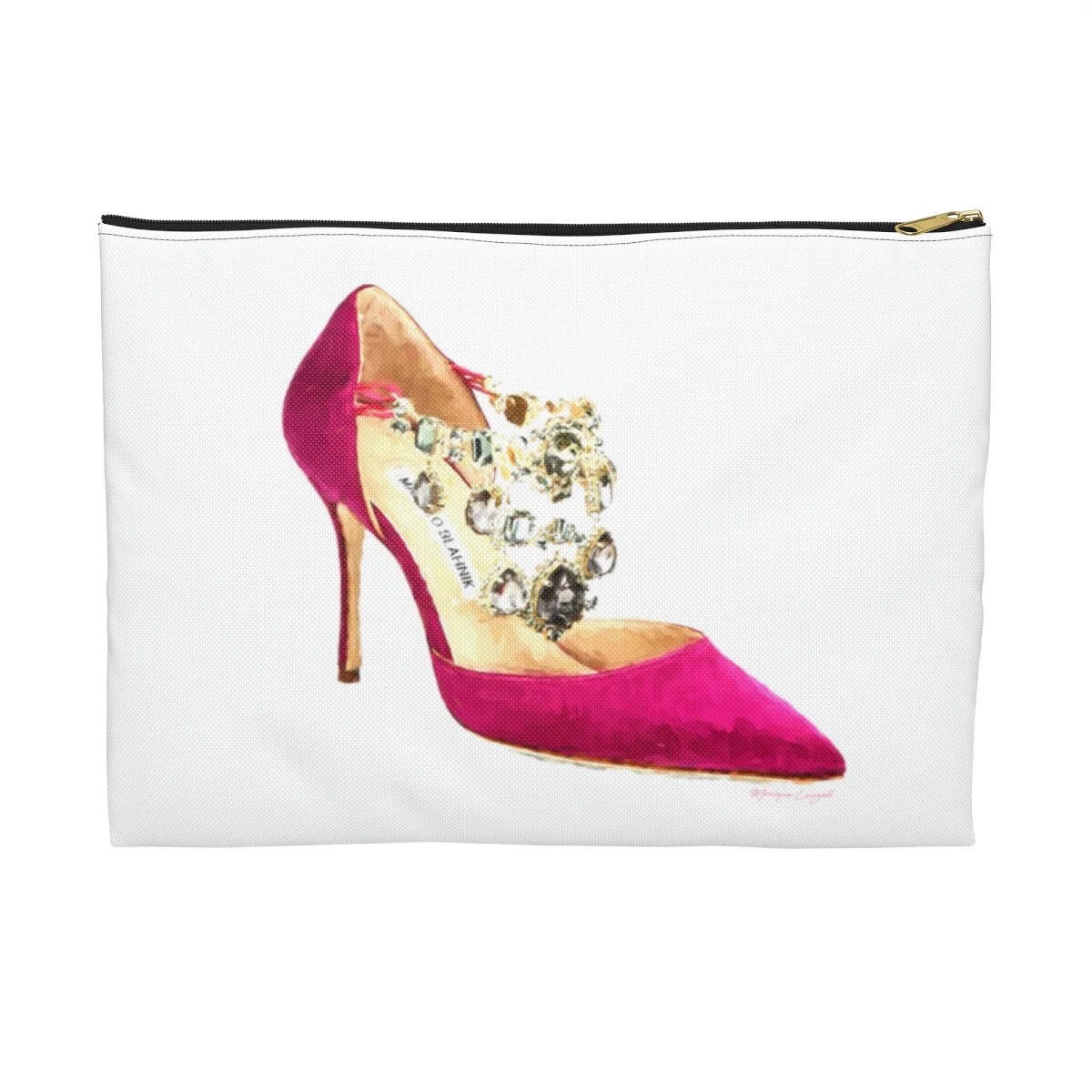 Fashion Pink Gems High Heel Art Drawing Accessory Pouch Makeup Bag