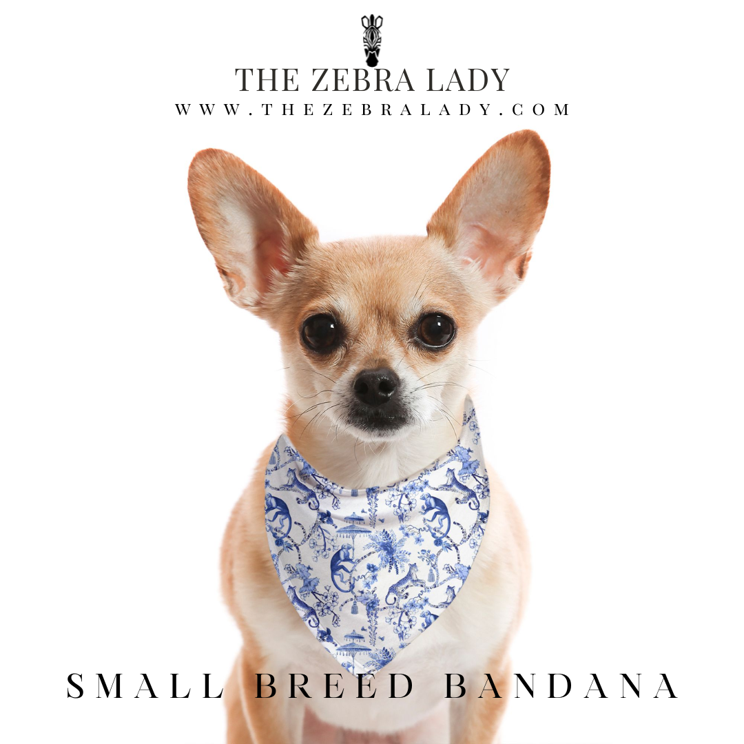 Preppy Chinoiserie Monkey and Leopard  Small Breed Pet Bandana