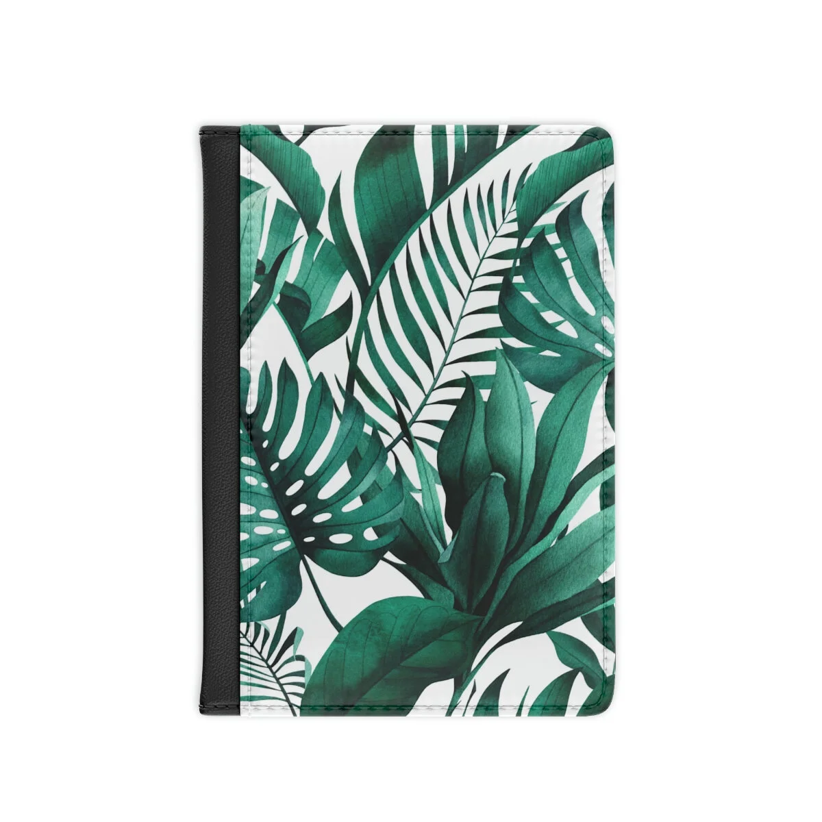 White Green Watercolor Tropical  Palms Passport Cover