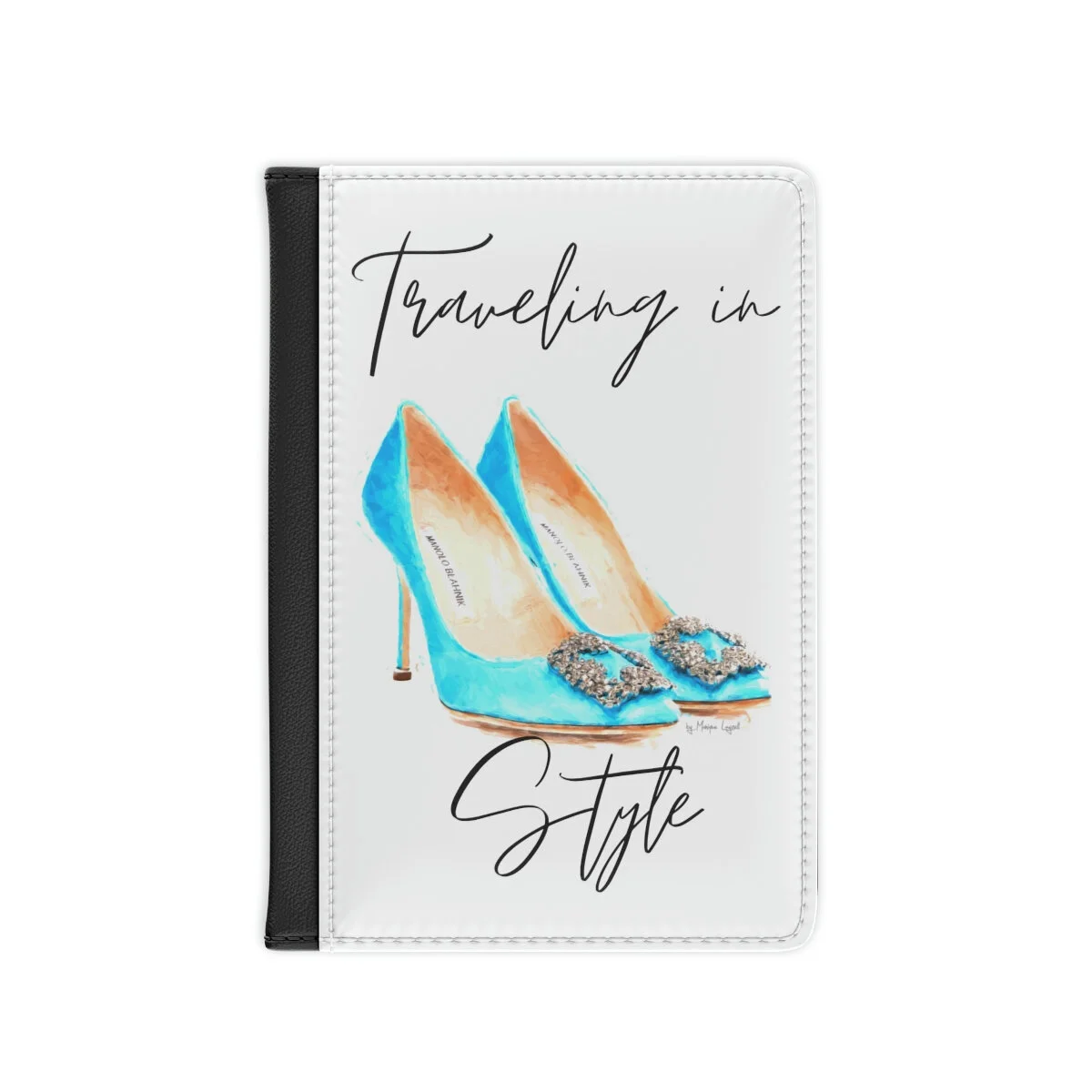Aqua Fashion Heels Art Traveling in Style  Passport Cover THEZEBRALADY.com