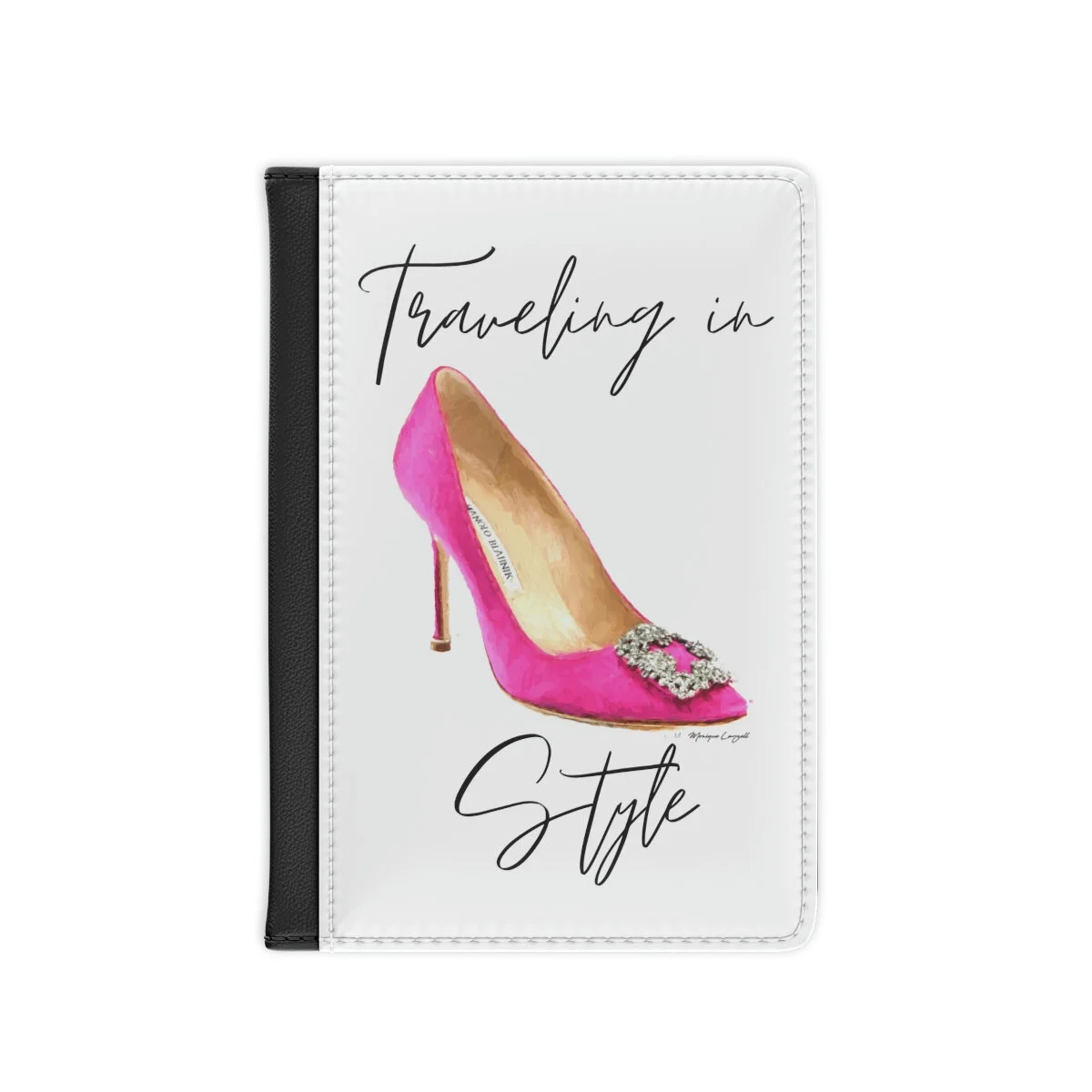 Pink Gem Buckle Fashion Heel Art Traveling in Style  Passport Cover THEZEBRALADY.com