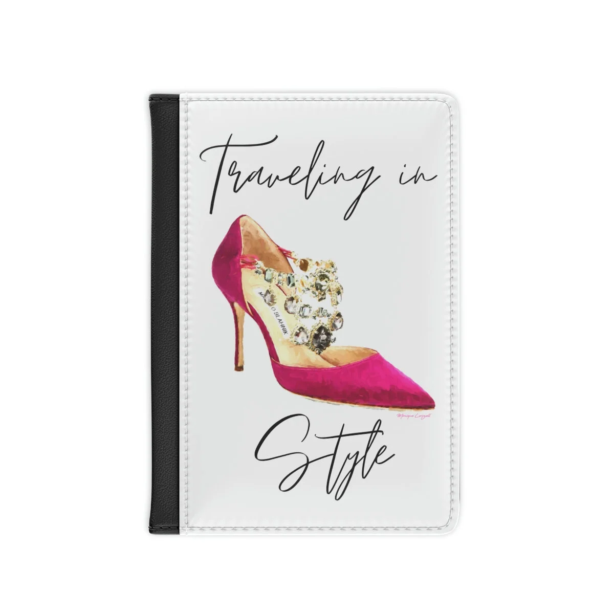 Pink Gems Fashion Heel Art Traveling in Style  Passport Cover