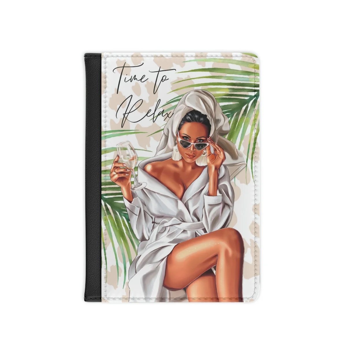 Spa and Wine Time to Relax Palms Leopard Passport Cover THEZEBRALADY.COM