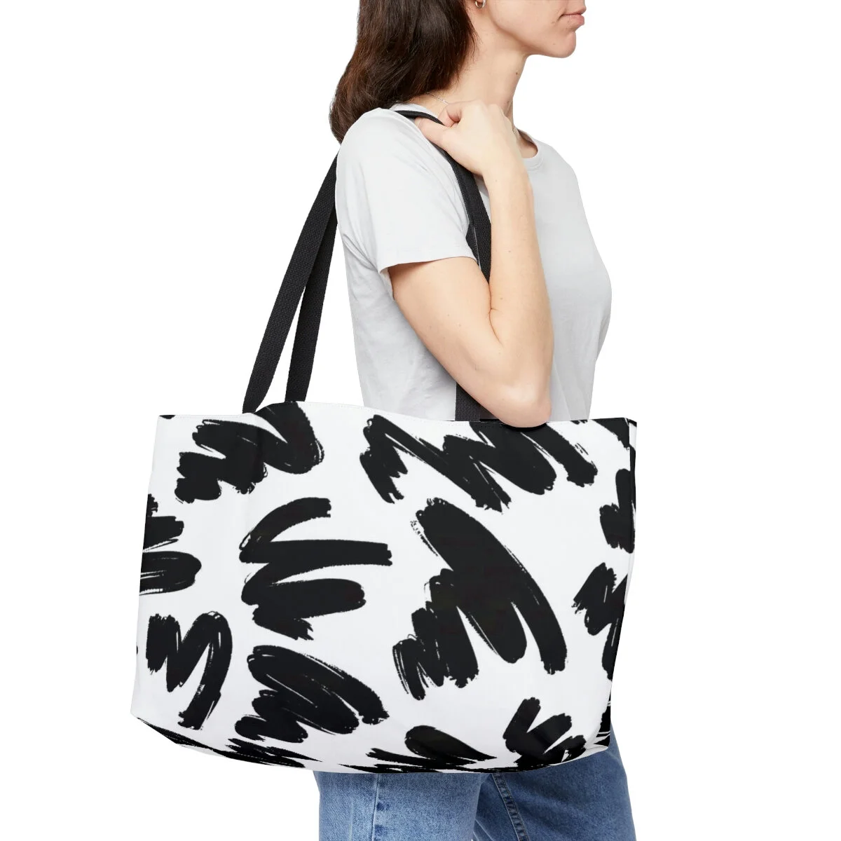 Black Brush Strokes Weekender Tote Bag