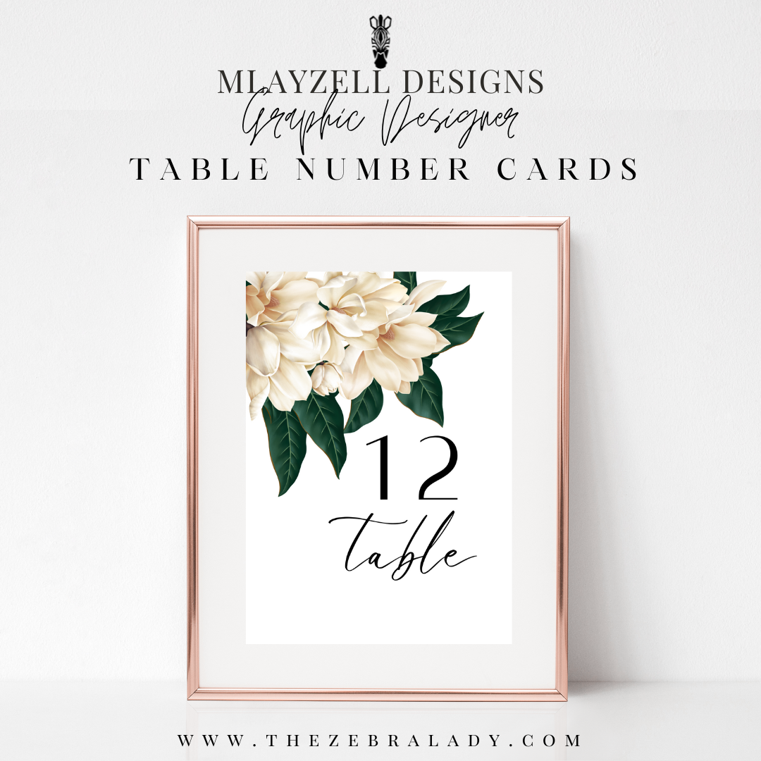 Magnolias Table Number Cards