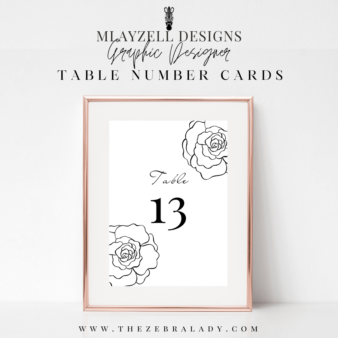 Coco Fashion Camelia's Table Number Cards