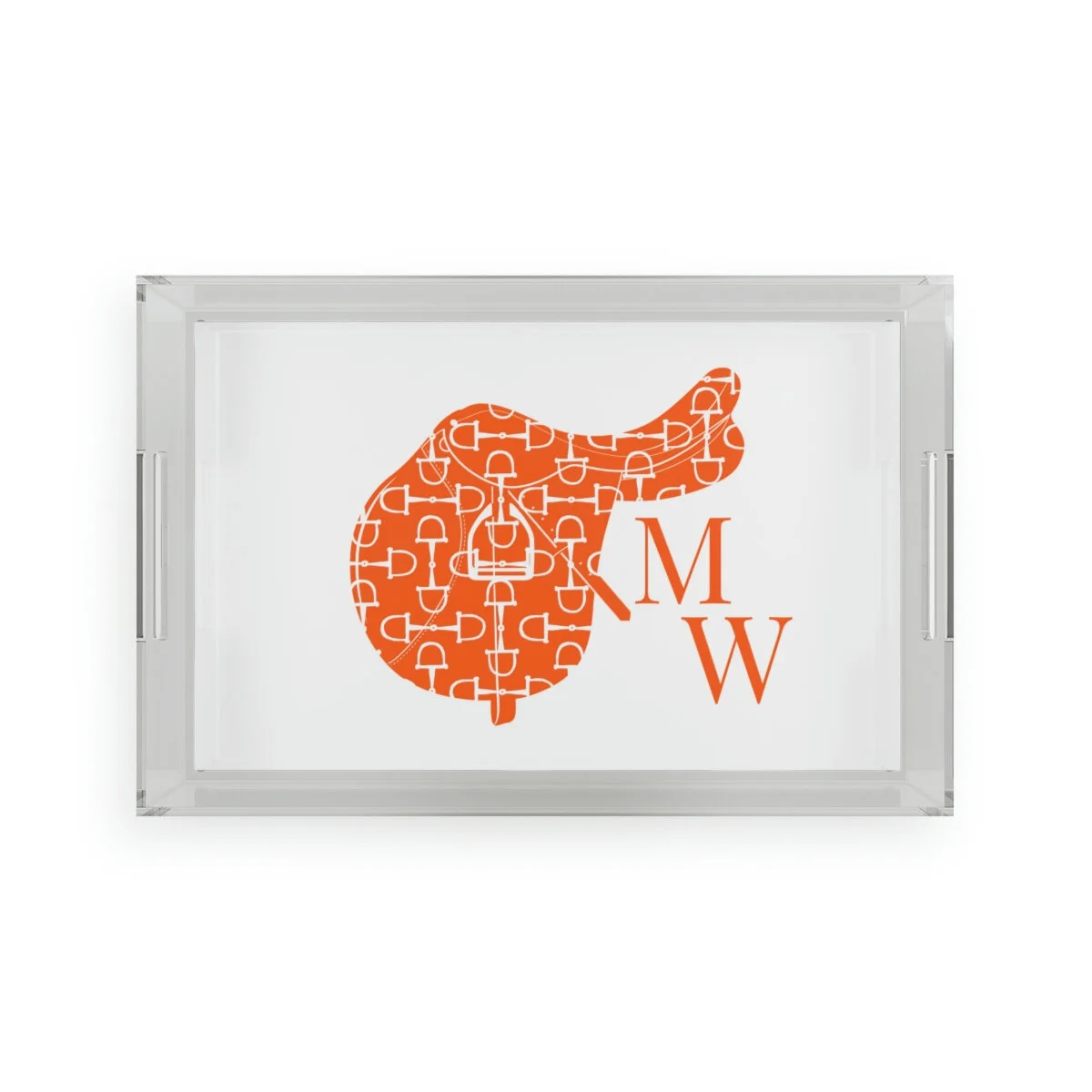 Orange Equestrian Horse bits Saddle Acrylic Tray  THEZEBRALADY.com