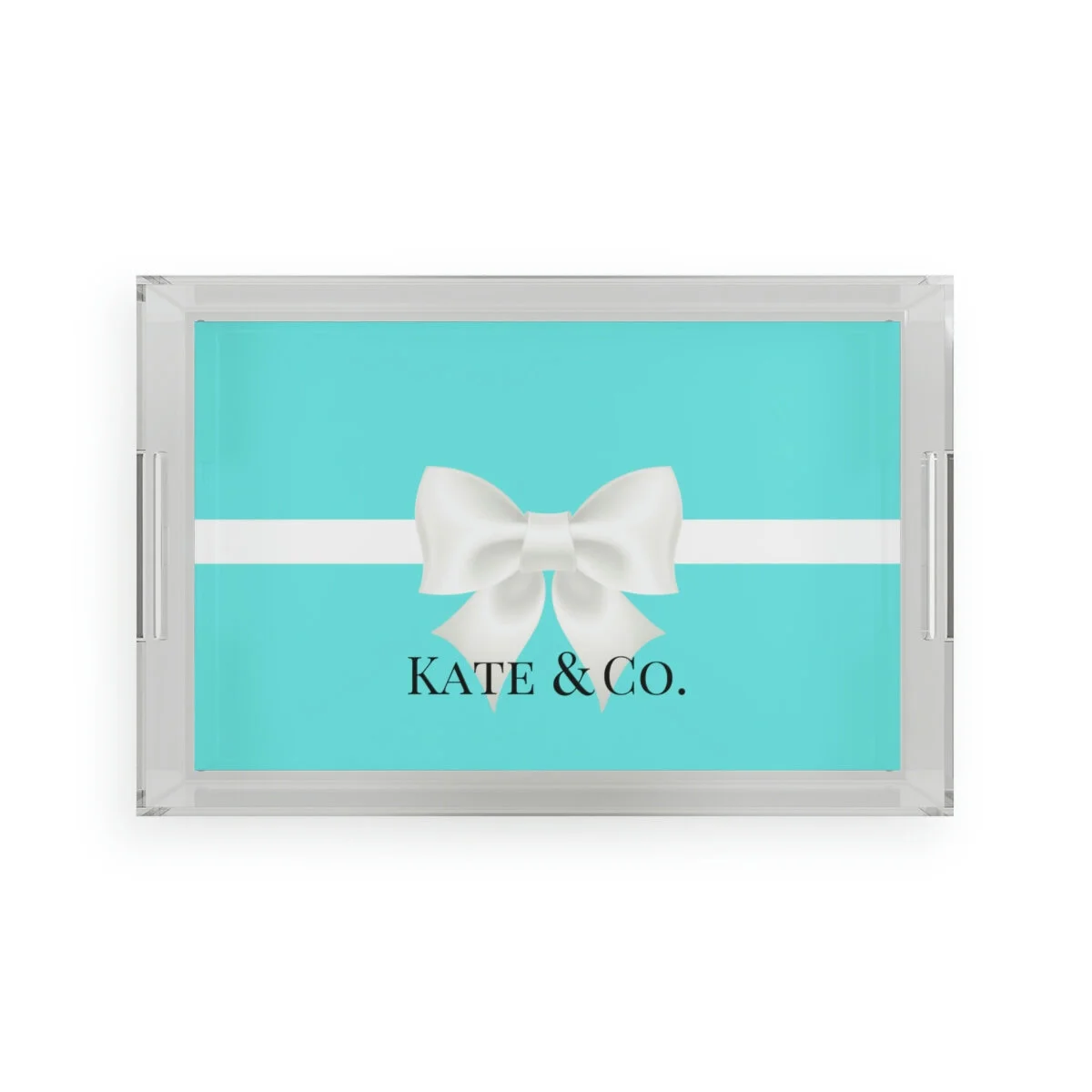 Breakfast at Tiffany's Little Blue Box Personalized  Acrylic Tray  THEZEBRALADY.com