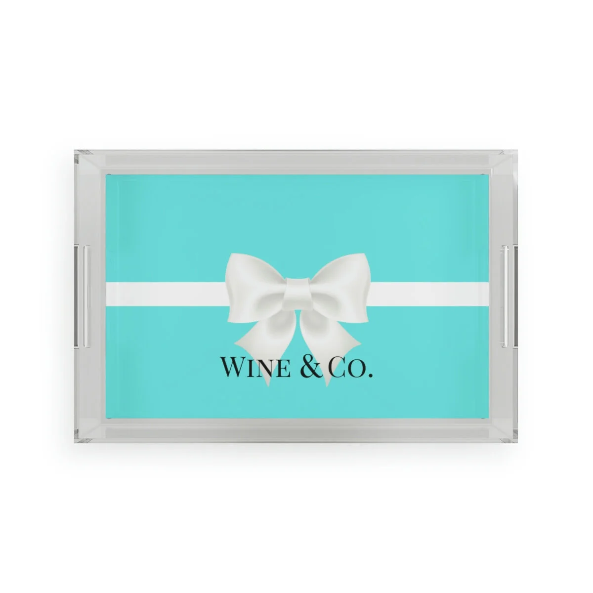 Wine & Co. Breakfast at Tiffany's Little Blue Box Personalized  Acrylic Tray  THEZEBRALADY.com