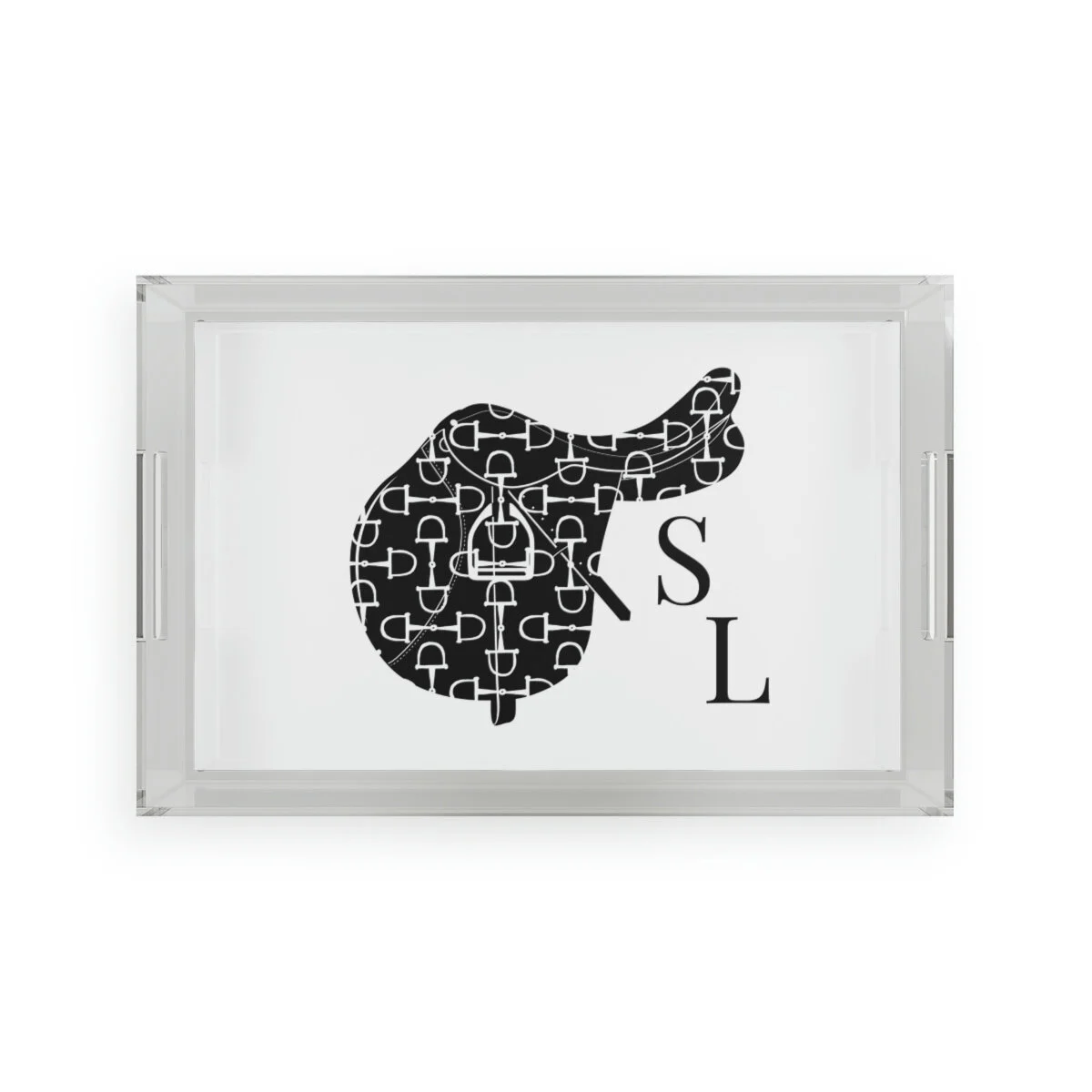 Black Equestrian Horse bits Saddle Acrylic Tray